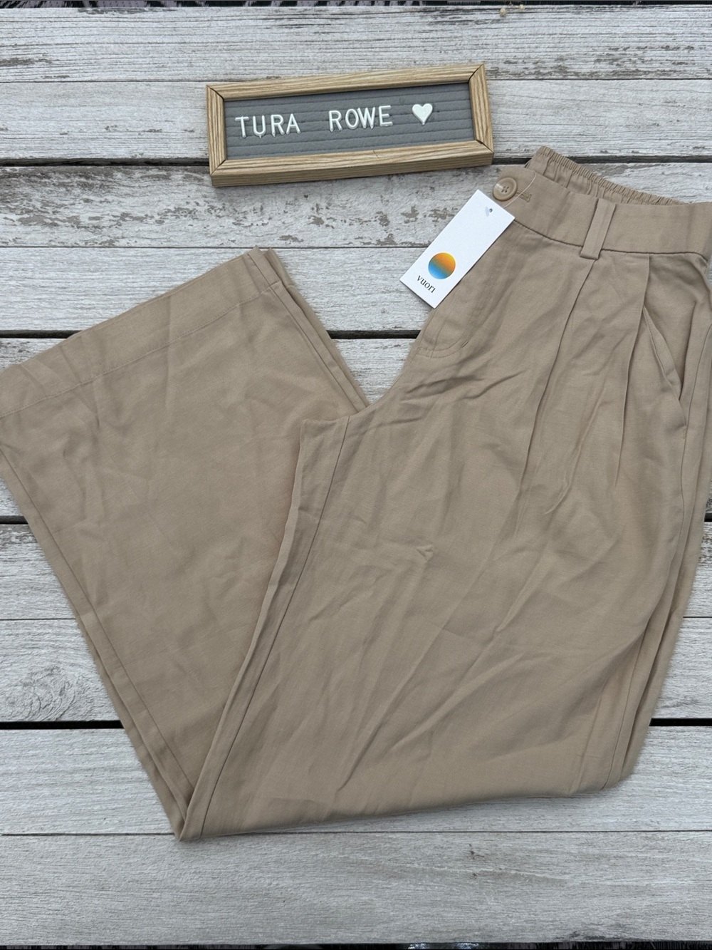 VUORI Trestees Twill Wideleg Pants Khaki Medium NWT Wide Leg Trouser